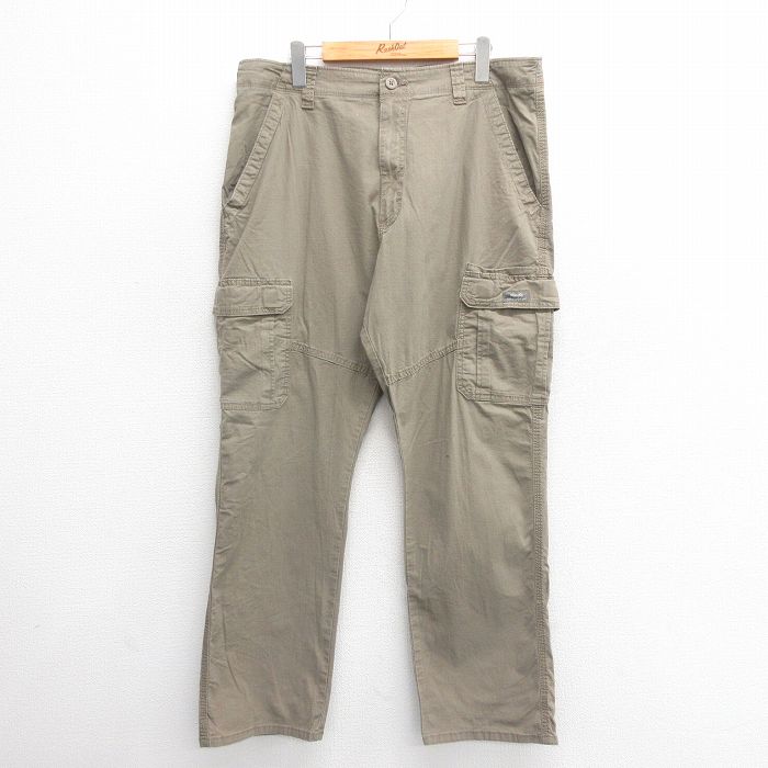 W36★古着 ラングラー Wrangler カーゴ パンツ メンズ リップストップ 茶 ブラウン 25jun24 中古 ボトムス ロング
