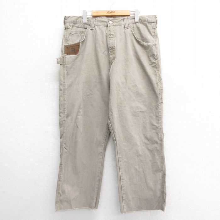 W38★古着 ラングラー Wrangler ペインター パンツ メンズ リップストップ コットン ベージュ カーキ 25jun24 中古 ボトムス ロング