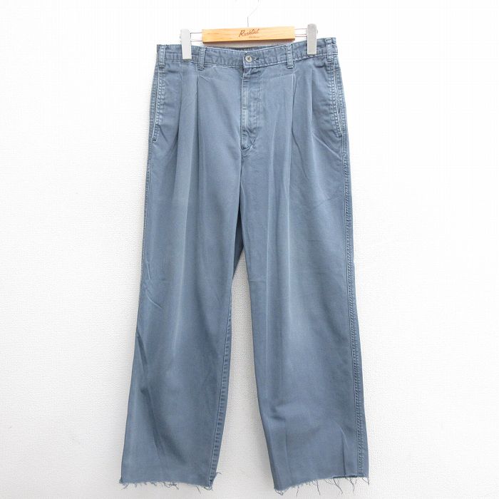 W32★古着 ドッカーズ チノ パンツ チノパン メンズ 00年代 00s コットン 薄紺 ネイビー 25jun24 中古 ボトムス ロング