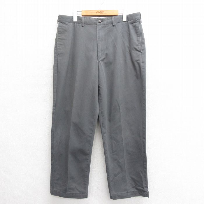 W36★古着 ランズエンド パンツ メンズ コットン 濃グレー 25jun24 中古 ボトムス ロング