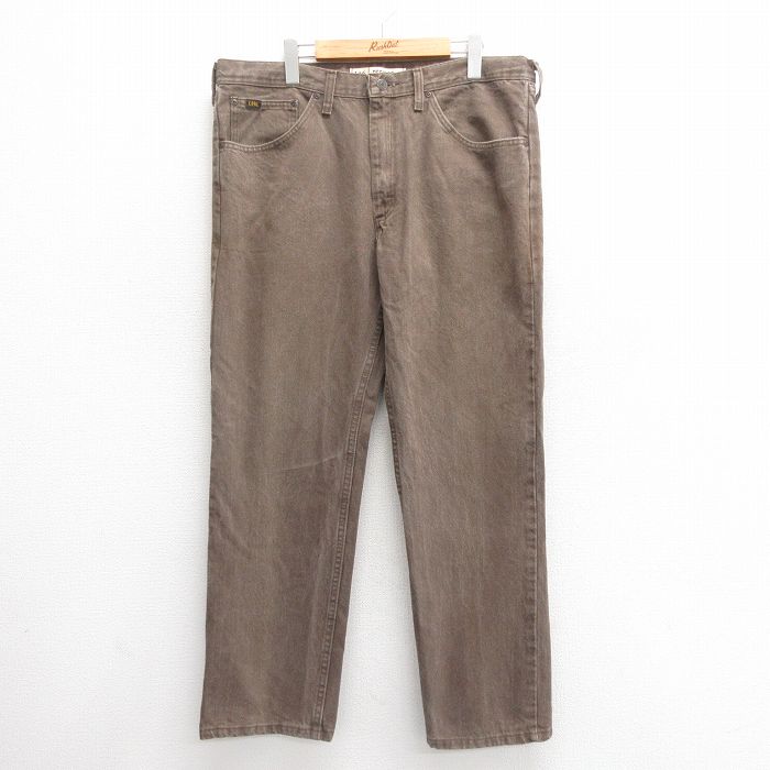 W38★古着 リー Lee ジーンズ メンズ コットン 濃茶 ブラウン デニム 25jun24 中古 ボトムス ジーパン Gパン ロング パンツ