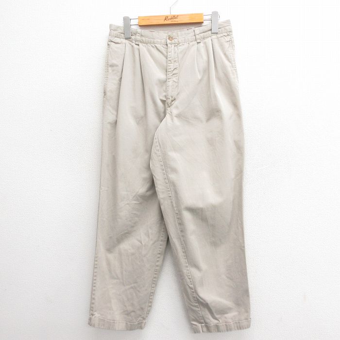 W30★古着 チノ パンツ チノパン メンズ コットン ベージュ カーキ 25jun24 中古 ボトムス ロング