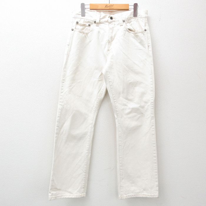 W32★古着 エルエルビーン LLBEAN ジーンズ メンズ コットン 生成り 25jun25 中古 ボトムス ジーパン Gパン ロング パンツ