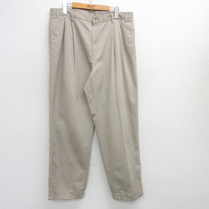 W36★古着 パンツ メンズ コットン ベージュ カーキ 25jun25 中古 ボトムス ロング