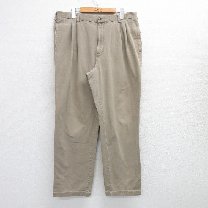 W38★古着 パンツ メンズ SAVANE コットン タロン ベージュ カーキ 25jun25 中古 ボトムス ロング