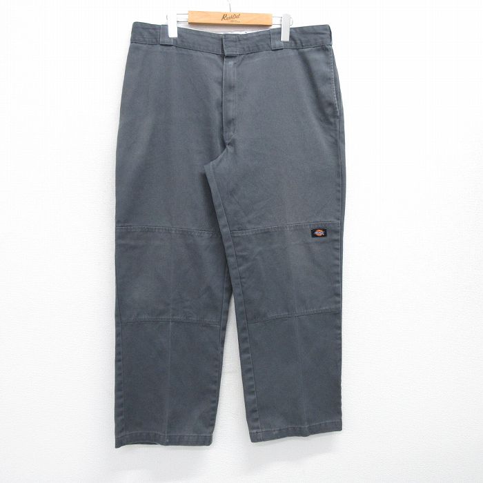 W38★古着 ディッキーズ Dickies ワーク パンツ メンズ ダブルニー グレー 25jun26 中古 ボトムス ロング
