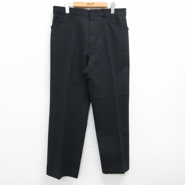 W34★古着 HAGGAR スラックス パンツ メンズ 80年代 80s タロン 黒 ブラック 25jun26 中古 ボトムス ロング