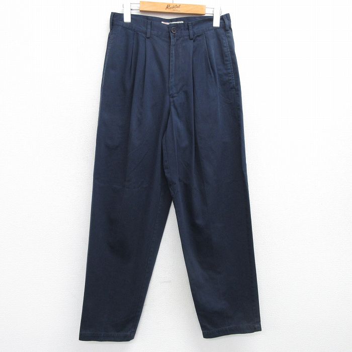 W28★古着 STRUCTURE パンツ メンズ 紺 ネイビー 25jun26 中古 ボトムス ロング