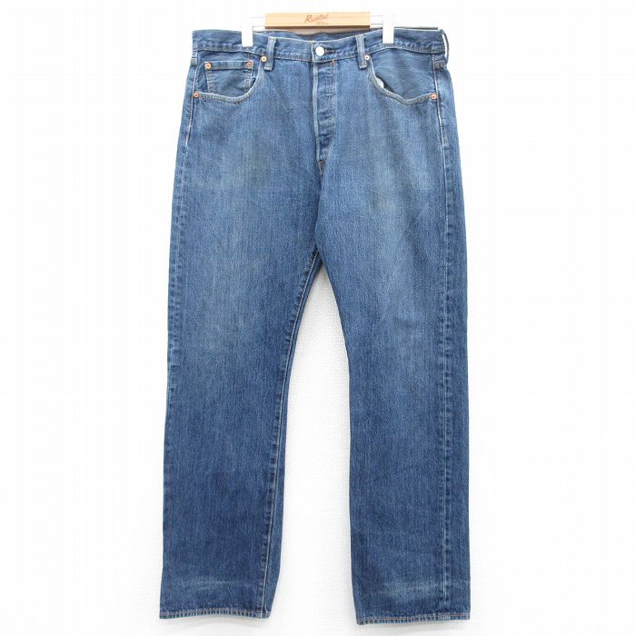 W36★古着 リーバイス Levis 501 ジーンズ メンズ コットン 紺 ネイビー デニム 【spe】 25jun26 中古 ボトムス ジーパン Gパン ロング パンツ