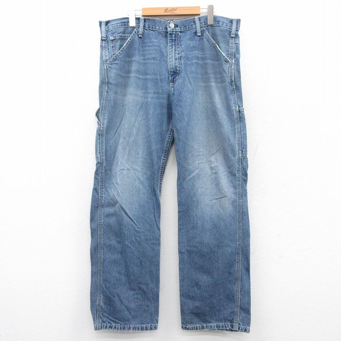W37★古着 リーバイス Levis ペインター パンツ メンズ ヒゲ コットン 紺 ネイビー デニム 25jun26 中古 ボトムス ロング