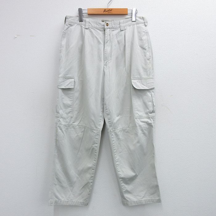 W34★古着 ビューグルボーイ カーゴ パンツ メンズ コットン 薄グレー 25jun26 中古 ボトムス ロング