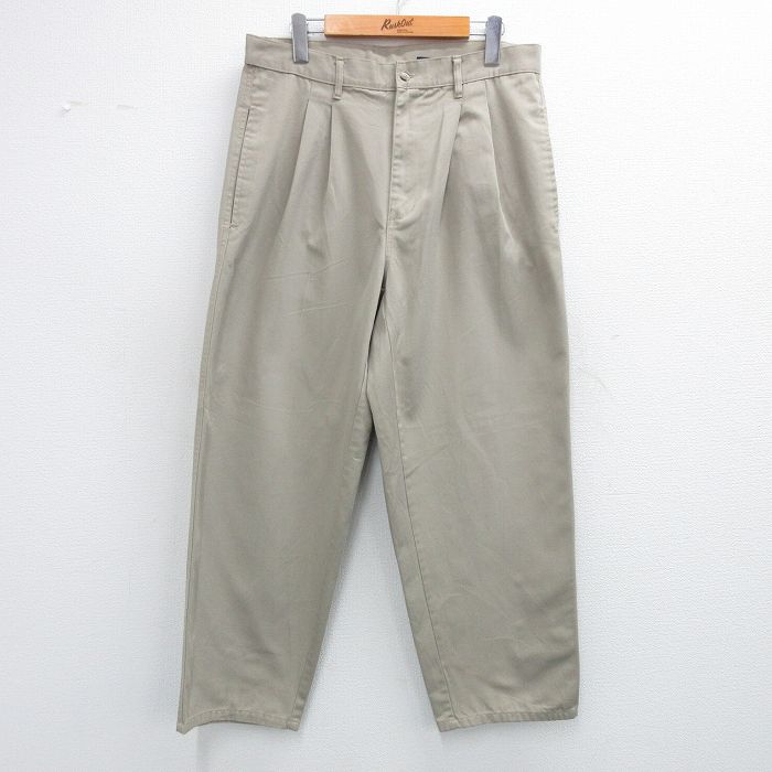 W34★古着 パンツ メンズ ベージュ カーキ 25jun26 中古 ボトムス ロング