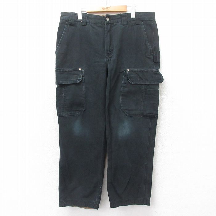 W37★古着 DULUTH TRADING カーゴ パンツ メンズ ダック地 黒 ブラック 25jun27 中古 ボトムス ロング
