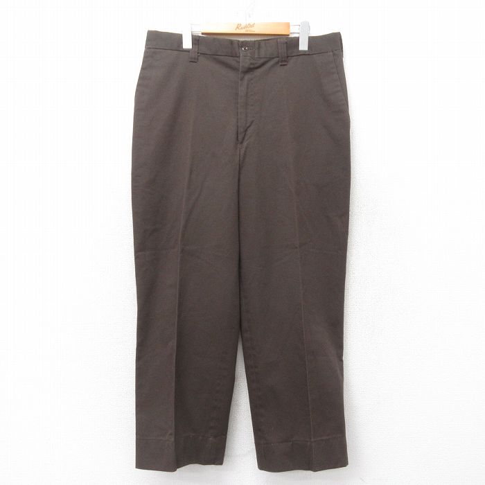 W35★古着 ワーク パンツ メンズ 80年代 80s USA製 茶 ブラウン 25jun27 中古 ボトムス ロング