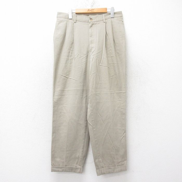 【50%OFF】W33★古着 JOS A BANK パンツ メンズ コットン ベージュ カーキ 25jun27 中古 ボトムス ロング