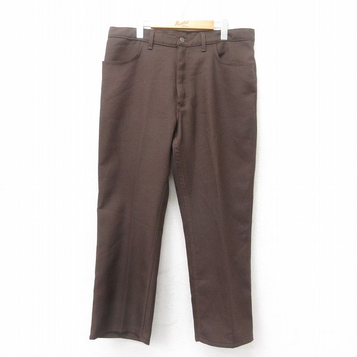 W37★古着 パンツ メンズ 茶 ブラウン 25jun27 中古 ボトムス ロング