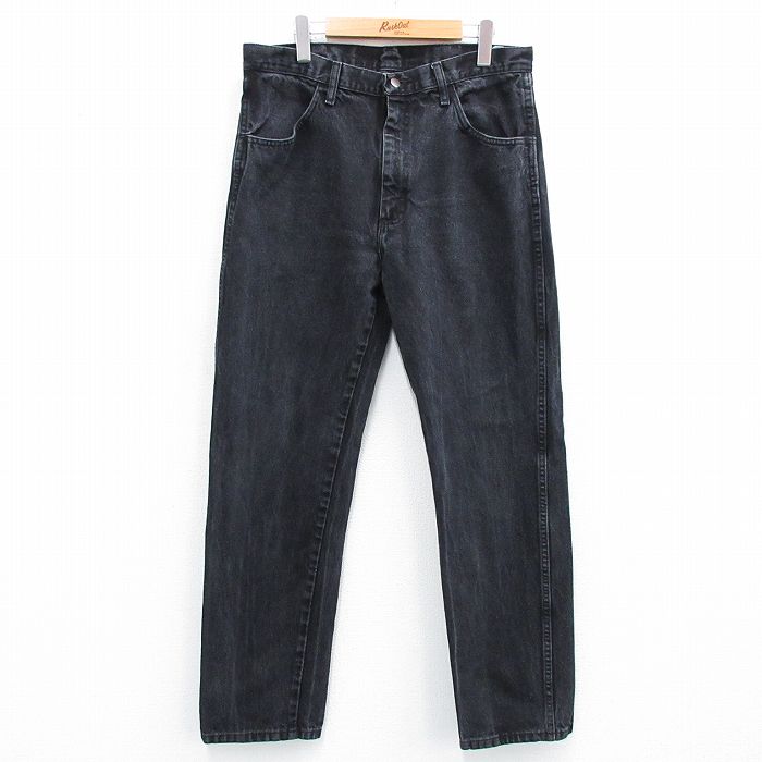 W35★古着 ラスラー ジーンズ メンズ コットン 黒 ブラック デニム 25jun28 中古 ボトムス ジーパン Gパン ロング パンツ