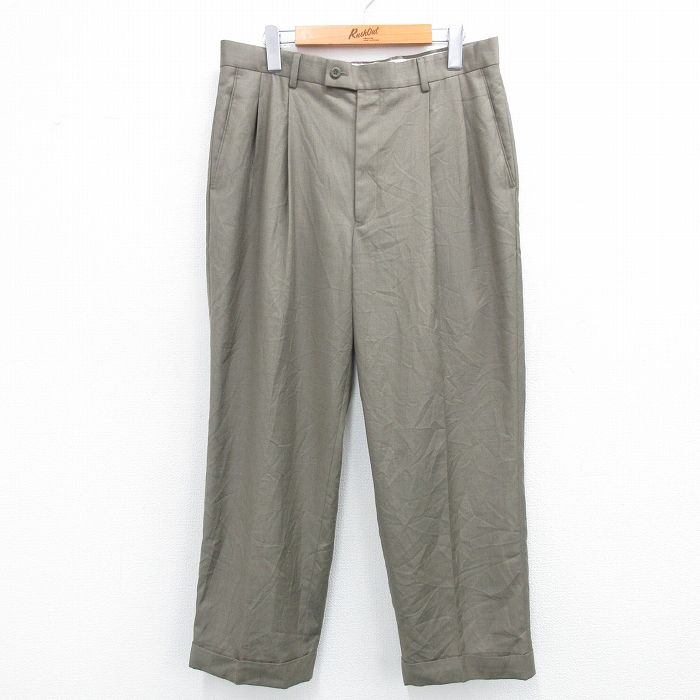 W33★古着 パンツ メンズ 緑系 グリーン 25jun28 中古 ボトムス ロング