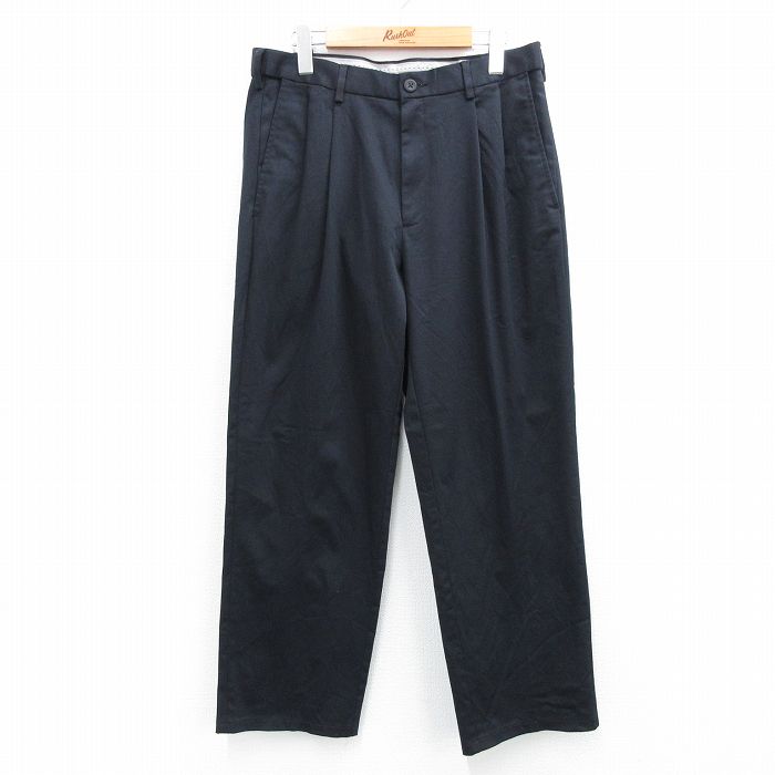 W32★古着 HAGGAR パンツ メンズ 黒 ブラック 25jun28 中古 ボトムス ロング