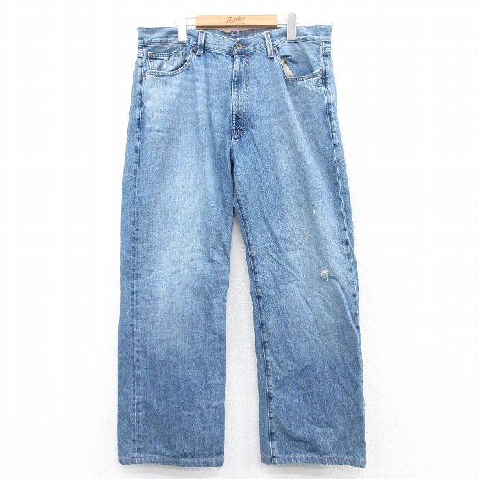 W36★古着 ラルフローレン Ralph Lauren ブランド ジーンズ メンズ ヒゲ コットン 紺 ネイビー デニム 25jun28 中古 ボトムス ジーパン Gパン ロング パンツ