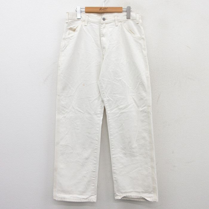 W34★古着 ディッキーズ Dickies ペインター パンツ メンズ 80年代 80s タロン 生成り 【spe】 25jun28 中古 ボトムス ロング