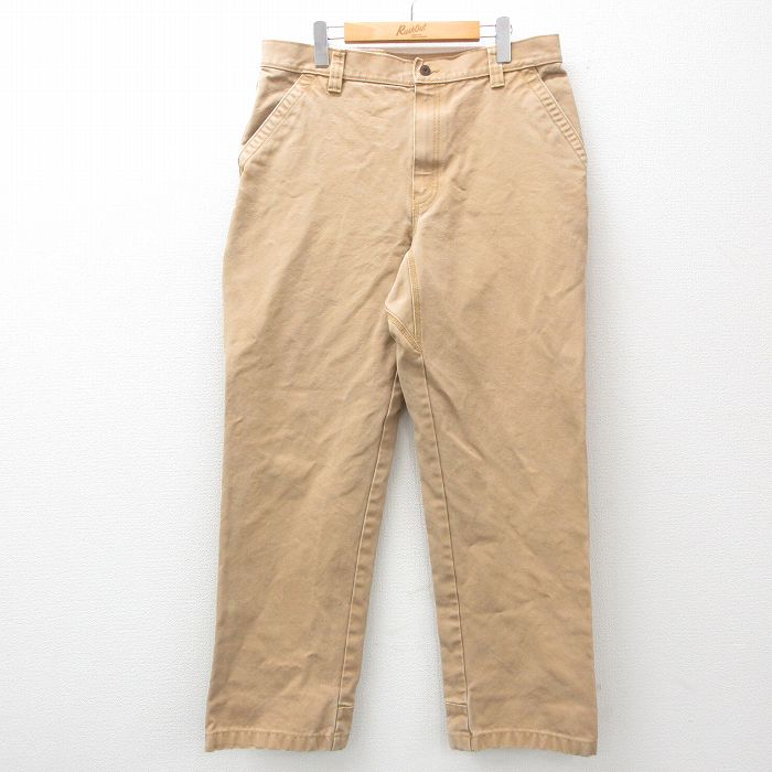W36★古着 エルエルビーン LLBEAN ペインター パンツ メンズ ダック地 コットン 薄茶 ブラウン 25jul02 中古 ボトムス ロング