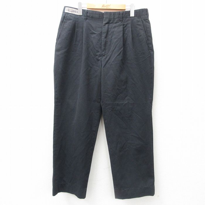 W35★古着 スラックス パンツ メンズ 90年代 90s USA製 黒 ブラック 25jul02 中古 ボトムス ロング