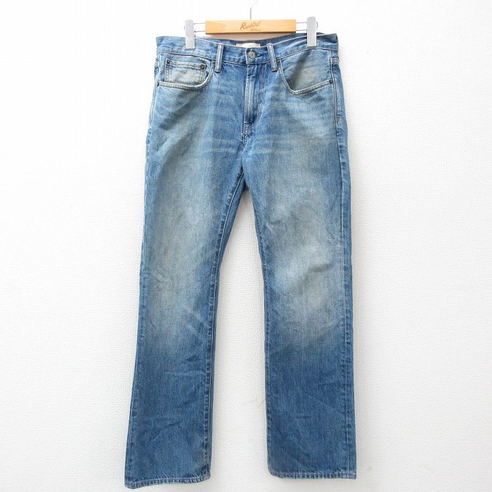 W33★古着 ギャップ GAP ジーンズ メンズ ヒゲ 紺 ネイビー デニム 25jul02 中古 ボトムス ジーパン Gパン ロング パンツ