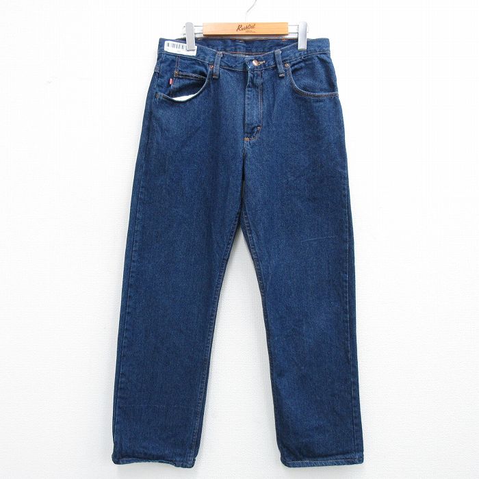 W32★古着 レッドキャップ ジーンズ メンズ コットン 濃紺 ネイビー デニム 25jul03 中古 ボトムス ジーパン Gパン ロング パンツ