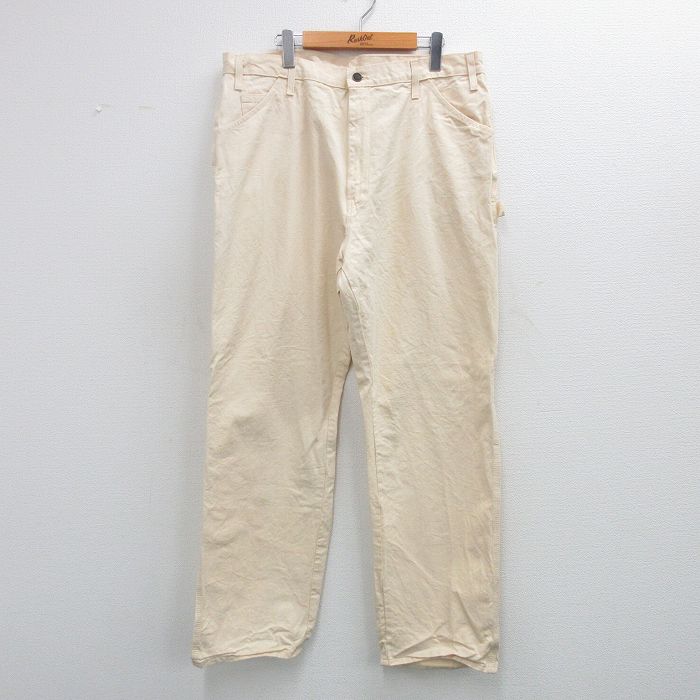 W40★古着 ディッキーズ Dickies ペインター パンツ メンズ 80年代 80s 大きいサイズ コットン タロン 生成り 25jul03 中古 ボトムス ロング