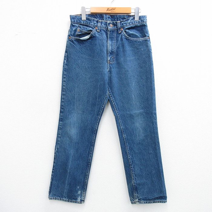 W31★古着 リーバイス Levis 509 ジーンズ メンズ 90年代 90s ヒゲ コットン 紺 ネイビー デニム 【spe】 25jul05 中古 ボトムス ジーパン Gパン ロング パンツ