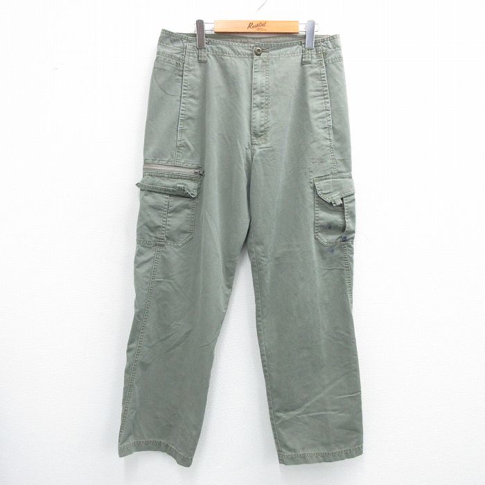 W34★古着 アールイーアイ REI カーゴ パンツ メンズ 薄緑 グリーン 25jul05 中古 ボトムス ロング