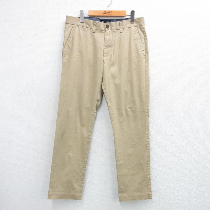W33★古着 トミーヒルフィガー TOMMY HILFIGER ブランド パンツ メンズ ベージュ カーキ 25jul05 中古 ボトムス ロング