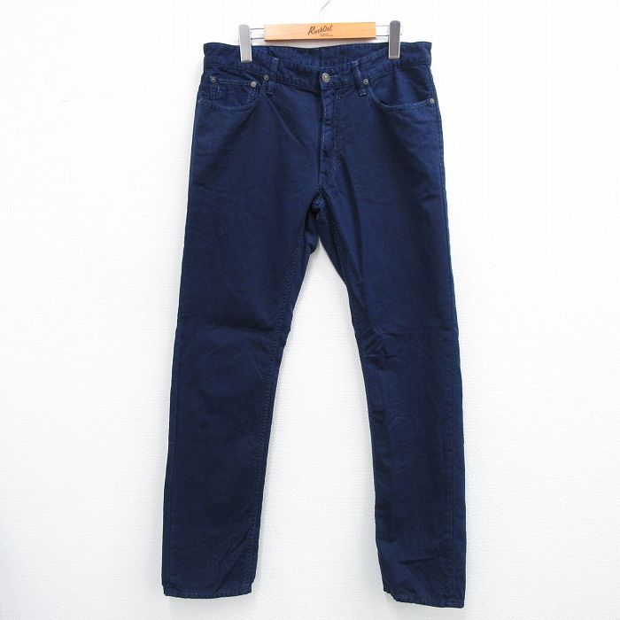 W33★古着 ラルフローレン Ralph Lauren ブランド パンツ メンズ 濃紺 ネイビー 25jul05 中古 ボトムス ロング