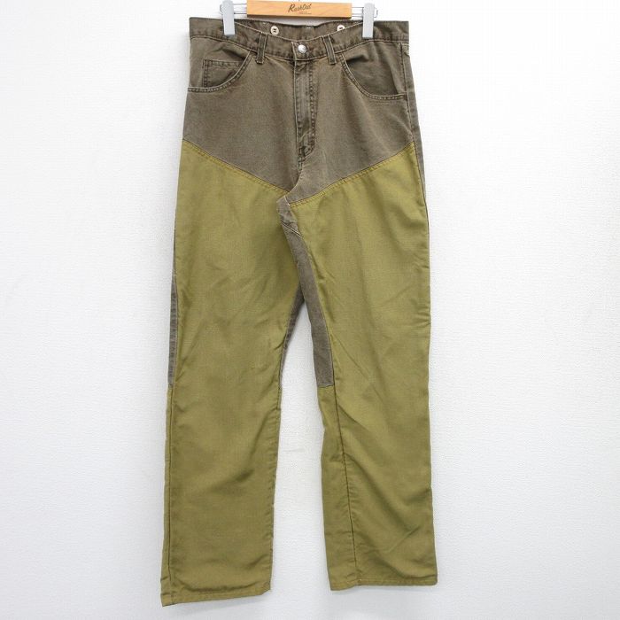 【20%OFF】W34★古着 ラングラー Wrangler ハンティング パンツ メンズ コットン 茶他 ブラウン デニム 25jul04 中古 ボトムス ロング