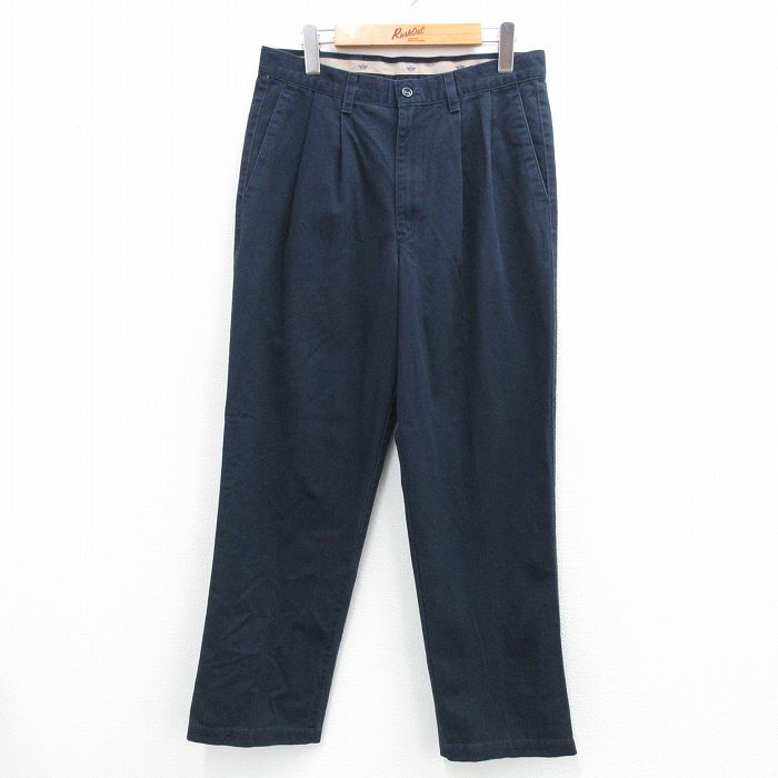 W32★古着 ドッカーズ パンツ メンズ 90年代 90s コットン USA製 紺 ネイビー 25jul04 中古 ボトムス ロング