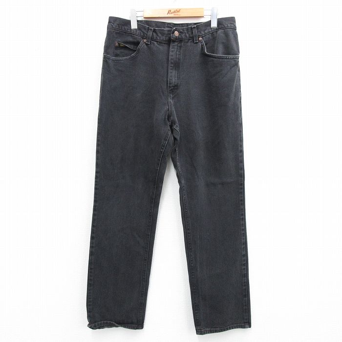 W35★古着 リー Lee ジーンズ メンズ コットン 黒 ブラック デニム 25jul04 中古 ボトムス ジーパン Gパン ロング パンツ