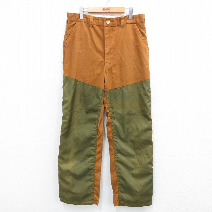 W35★古着 SAFTBAK ハンティング パンツ メンズ 80年代 80s ダブルニー ダック地 茶他 ブラウン 【spe】 25jul04 中古 ボトムス ロング