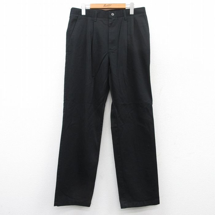 W34★古着 ラングラー Wrangler パンツ メンズ コットン 黒 ブラック 25jul04 中古 ボトムス ロング