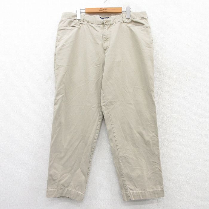 【50%OFF】W38★古着 パンツ メンズ コットン 薄ベージュ カーキ 25jul04 中古 ボトムス ロング