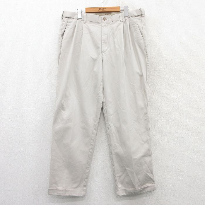 W39★古着 カベラス パンツ メンズ 大きいサイズ コットン 薄ベージュ カーキ 25jul04 中古 ボトムス ロング