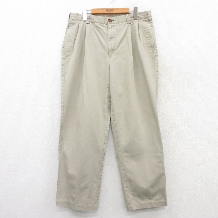 W35★古着 トミーヒルフィガー TOMMY HILFIGER ブランド パンツ メンズ ベージュ カーキ 25jul04 中古 ボトムス ロング