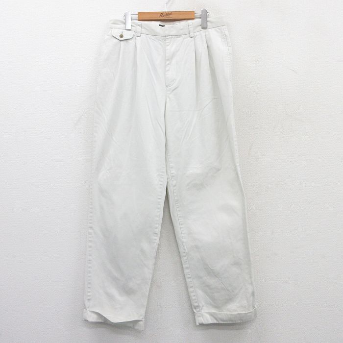W33★古着 トミーヒルフィガー TOMMY HILFIGER ブランド チノ パンツ チノパン メンズ コットン 白 ホワイト 25jul07 中古 ボトムス ロング