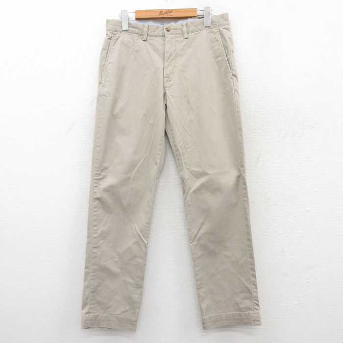 W31★古着 ラルフローレン Ralph Lauren ブランド パンツ メンズ ワンポイントロゴ 薄ベージュ カーキ 25jul07 中古 ボトムス ロング