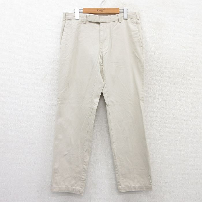 W32★古着 ラルフローレン Ralph Lauren ブランド パンツ メンズ 90年代 90s コットン 薄ベージュ カーキ 25jul07 中古 ボトムス ロング