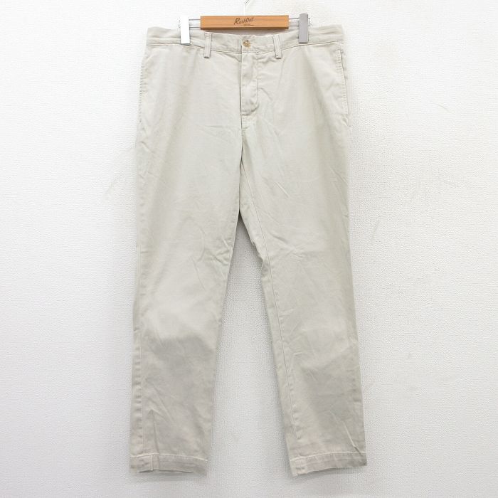 【50%OFF】W35★古着 ラルフローレン Ralph Lauren ブランド パンツ メンズ コットン 薄ベージュ カーキ 25jul07 中古 ボトムス ロング