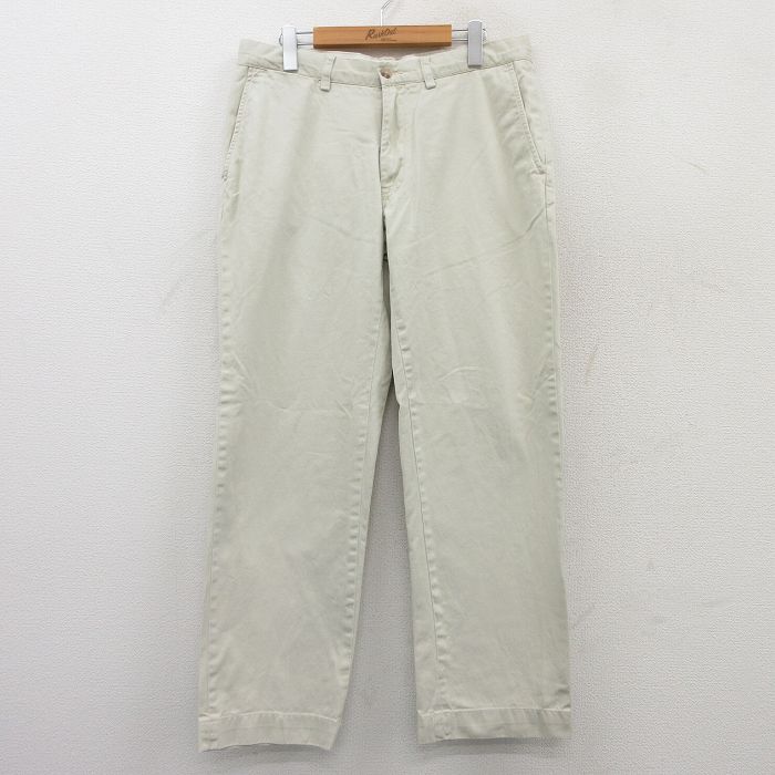 W33★古着 ラルフローレン Ralph Lauren ブランド パンツ メンズ コットン 薄ベージュ カーキ 25jul07 中古 ボトムス ロング