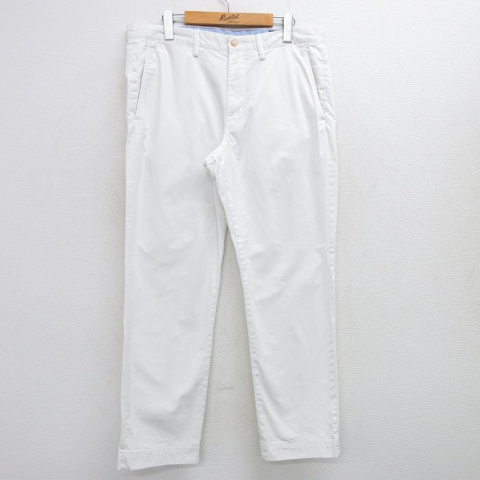 W35★古着 ラルフローレン Ralph Lauren ブランド パンツ メンズ ワンポイントロゴ 白 ホワイト 25jul07 中古 ボトムス ロング