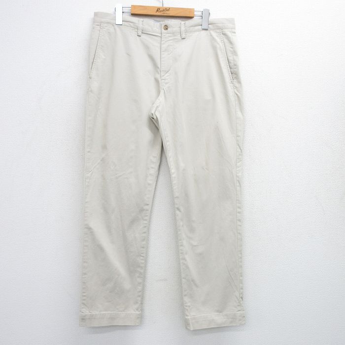 W35★古着 ラルフローレン Ralph Lauren ブランド パンツ メンズ ワンポイントロゴ 薄ベージュ カーキ 25jul07 中古 ボトムス ロング