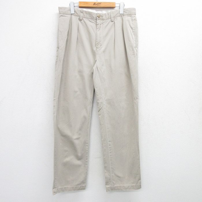 W34★古着 ラルフローレン Ralph Lauren ブランド パンツ メンズ コットン 薄ベージュ カーキ 25jul07 中古 ボトムス ロング